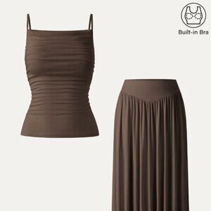 Brown 2 pc skirt tank set